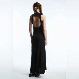 New - Black low cut maxi satin dress